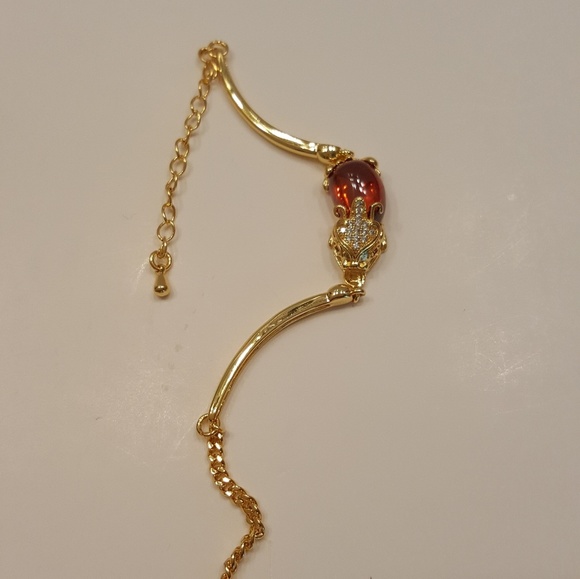 Bracelets gold plated metal with red stone. - Picture 7 of 7